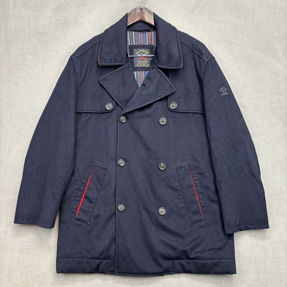 Paul & Shark x Loro Piana Wool Peacoat w/ colorful lining